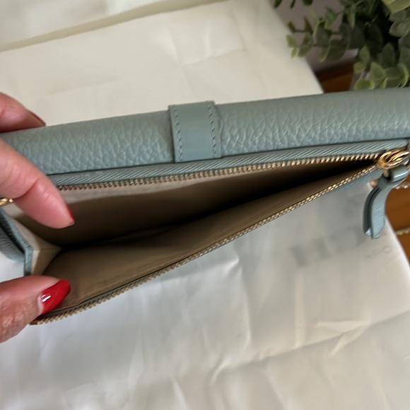 Authentic 💯 Chloe Light Bluish Green Aby Lock Long Wallet - Picture 9 of 12